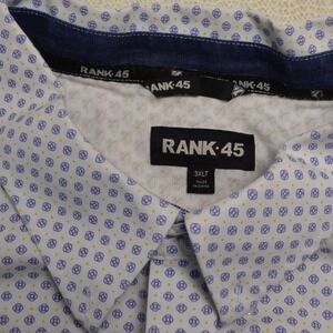 RANK 45 Men's 3XLT Long Sleeve‎ Button Down Shirt Blue White Geometric Print